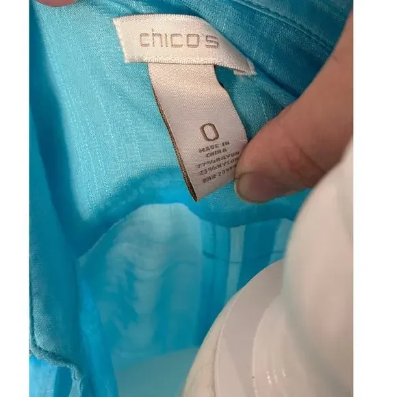 Chico's Women's Size 0 XS Turquoise Lightweight Sheer Blouse & Tank Set #0137 - Picture 6 of 9